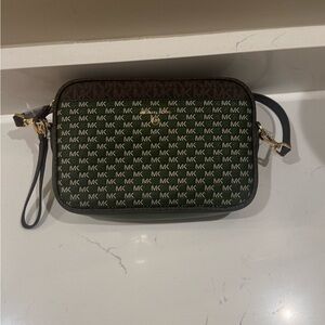 Michael Kors brown and green Logo Crossbody Bag